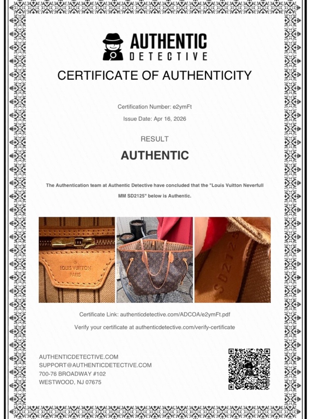 Louis Vuitton Neverfull Mongram MM w/COA - Picture 6 of 6